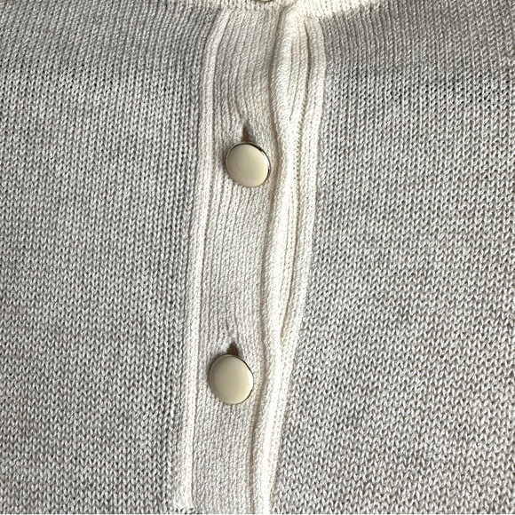 St.John For Saks Fifth Avenue Gray Cream Vintage70’s Quarter Button KnitDress 10 - Picture 7 of 15